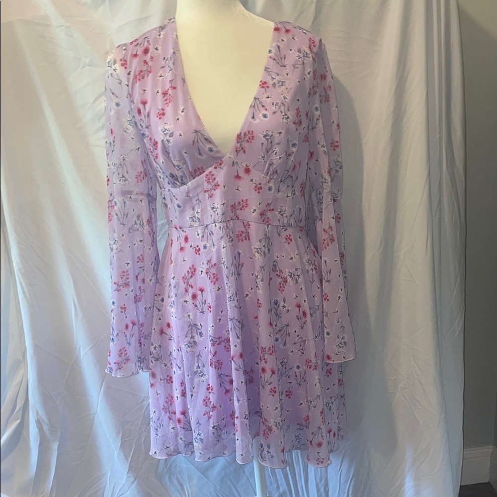 Lilac Floral Chiffon Dress